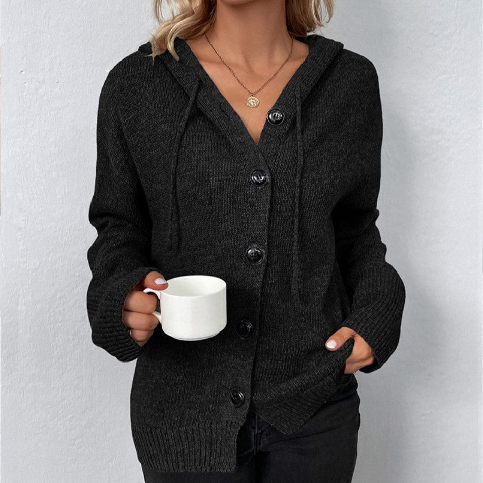 Gilet d’hiver pour femme en maille côtelée | fermeture boutonnée sur le devant
