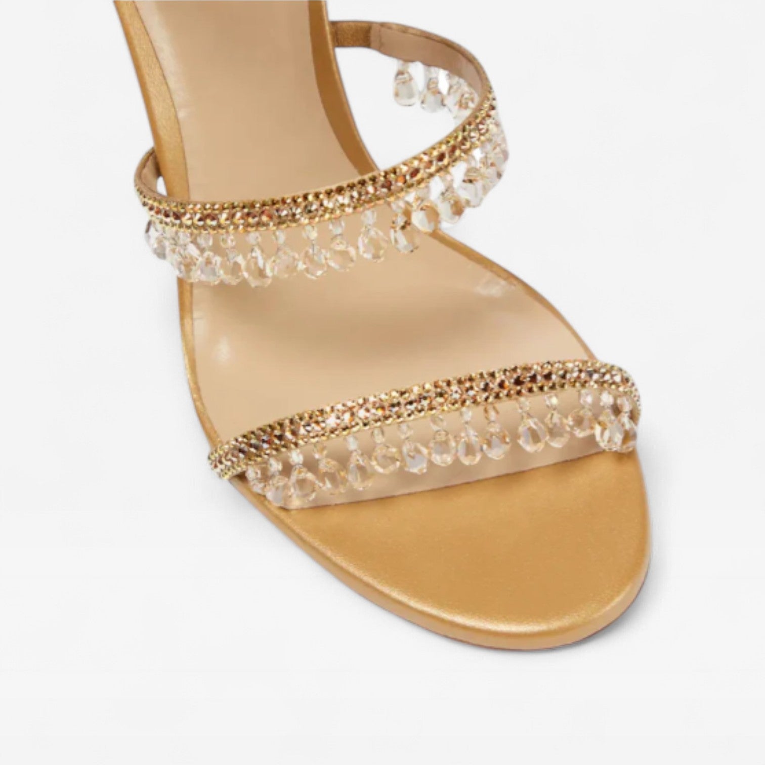 Stiletto Sandals with Spiral Wrap and Fringe Beading