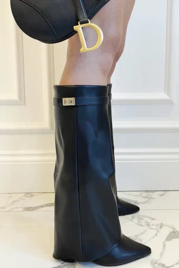 Women's Pointed Toe Knee-High Block Heel Boots