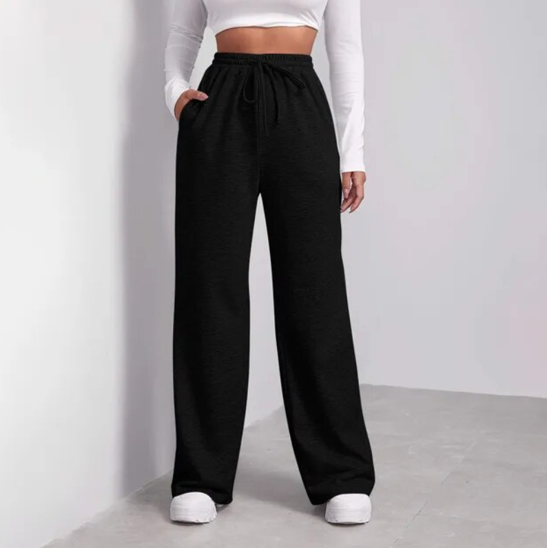 Pantalon large en lin pour femme | Pantalon décontracté taille haute