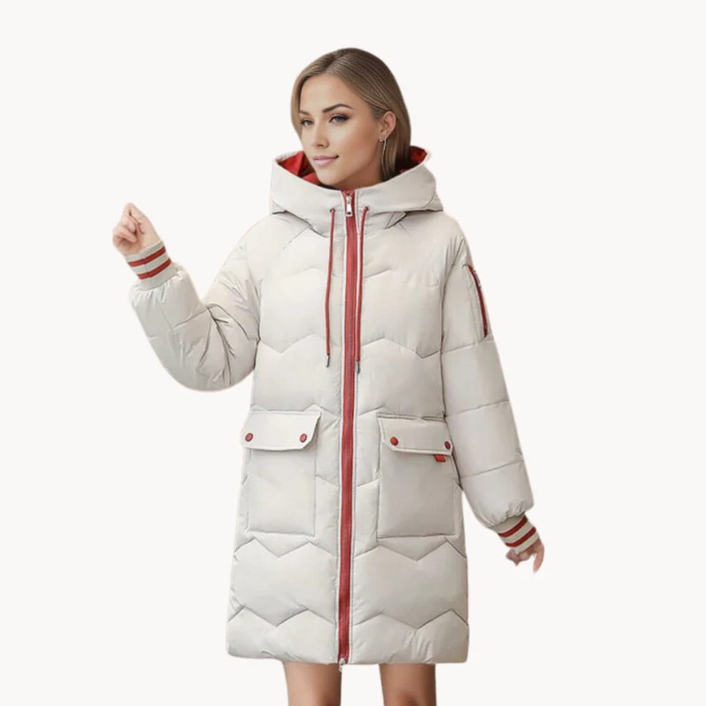 Doudoune longue à capuche pour femme