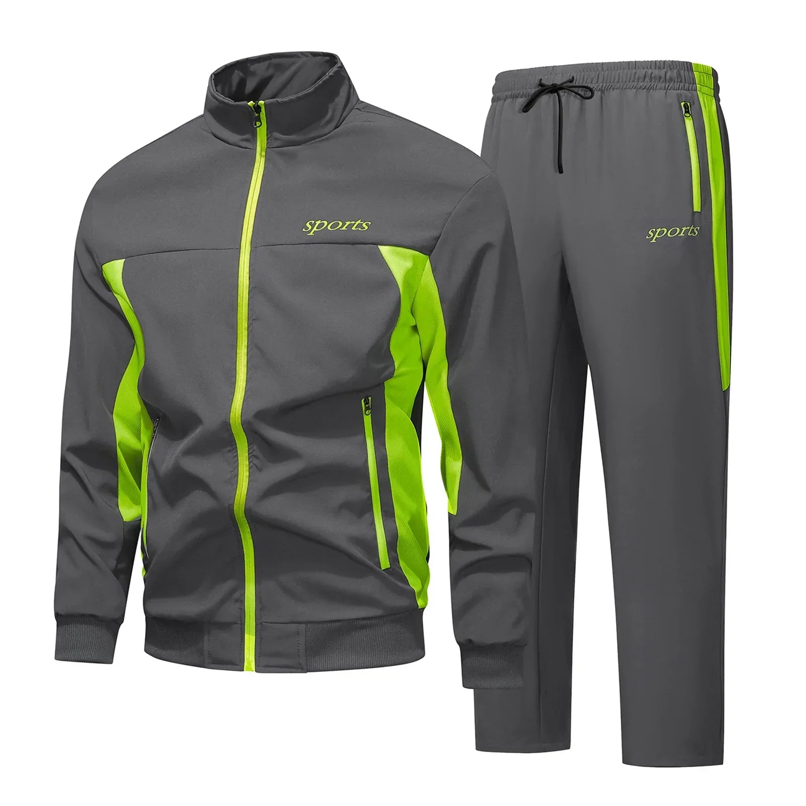 Ensemble de survêtement zippé pour homme à empiècements contrastants