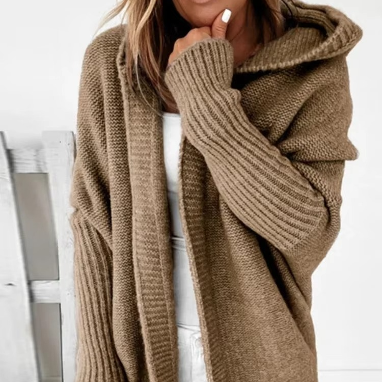 Women's Long Hooded Knit Cardigan