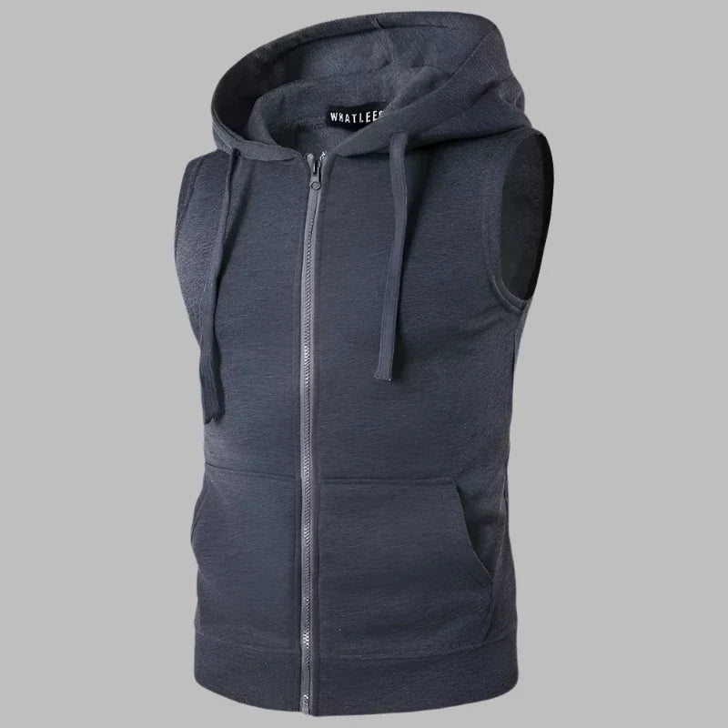 Men's Zip Up Sleeveless Hoodie Vest