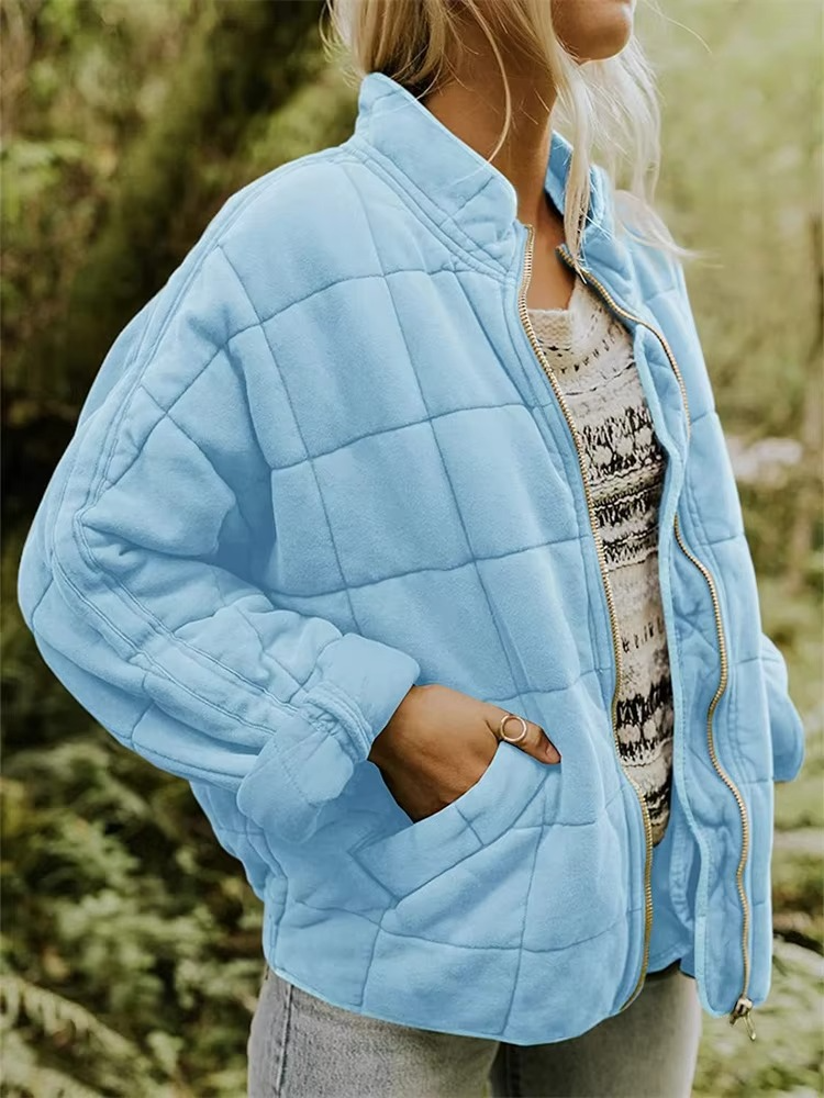 Veste d’hiver matelassée en coton pour femme | Manteau oversize zippé