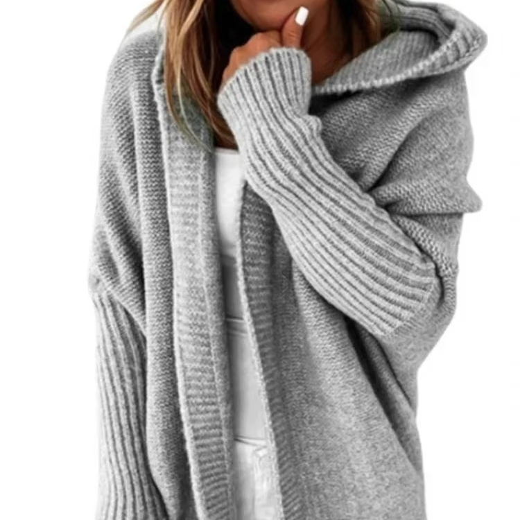 Women's Long Hooded Knit Cardigan