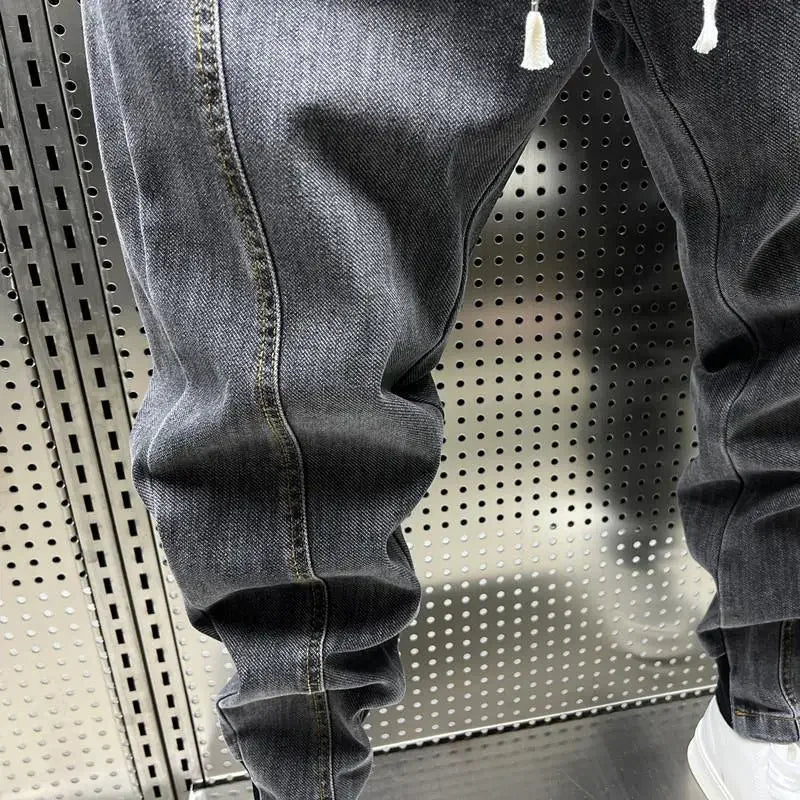 Joggers cargo en denim pour homme à cordon de serrage