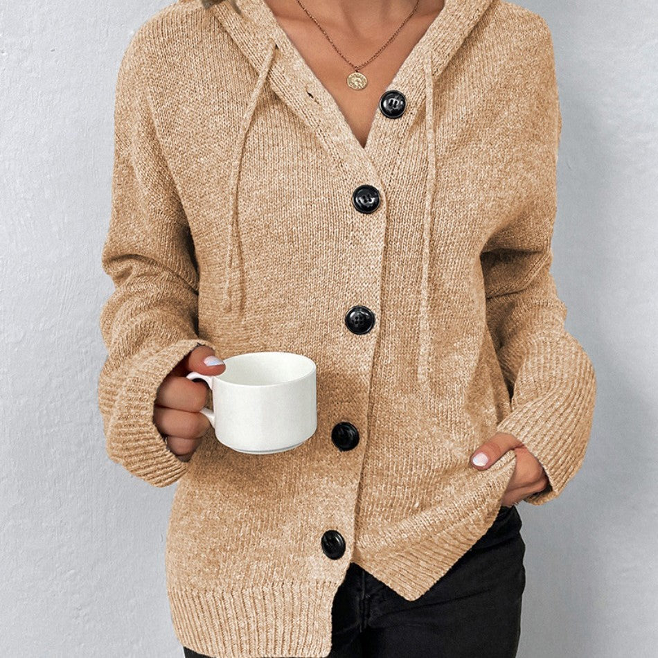 Gilet d’hiver pour femme en maille côtelée | fermeture boutonnée sur le devant