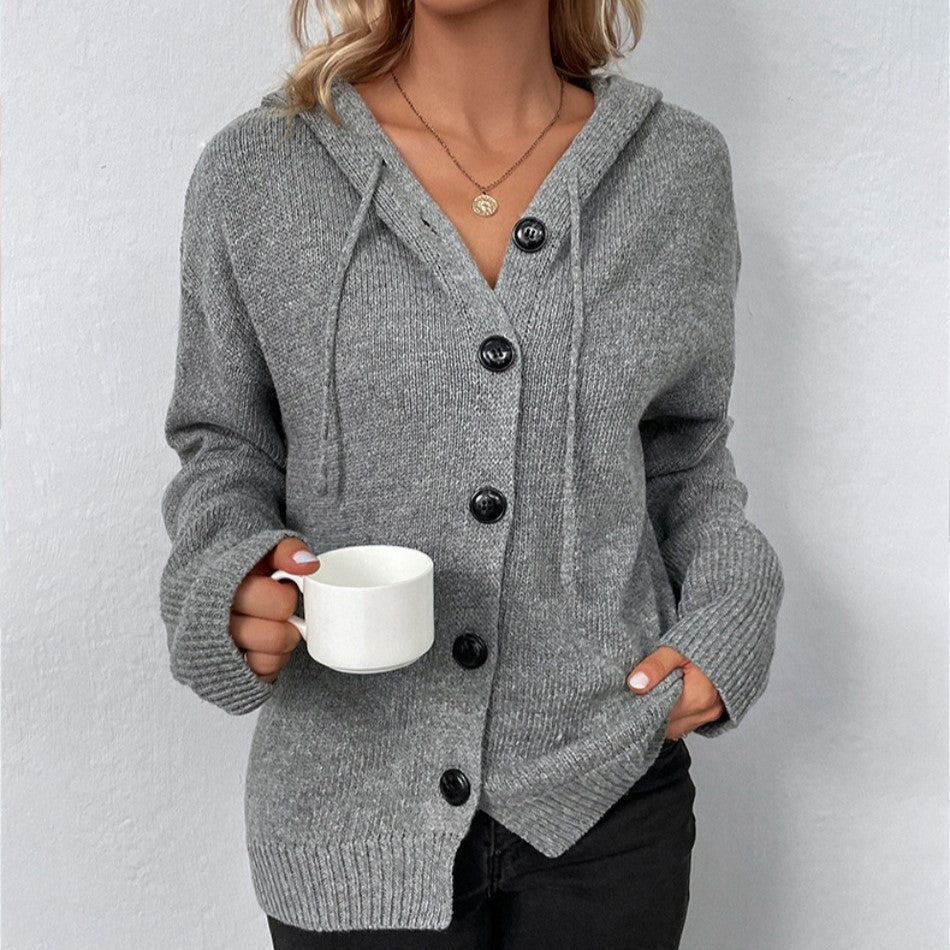 Gilet d’hiver pour femme en maille côtelée | fermeture boutonnée sur le devant