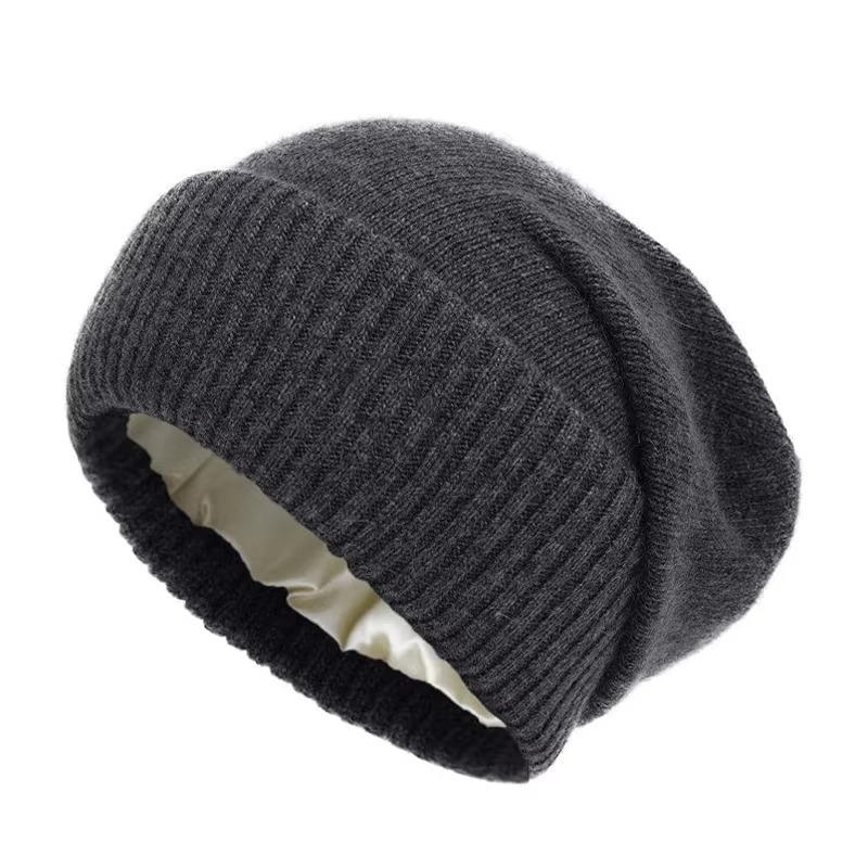 Women's Pure Wool Beanie | Satin-Lined Winter Hat