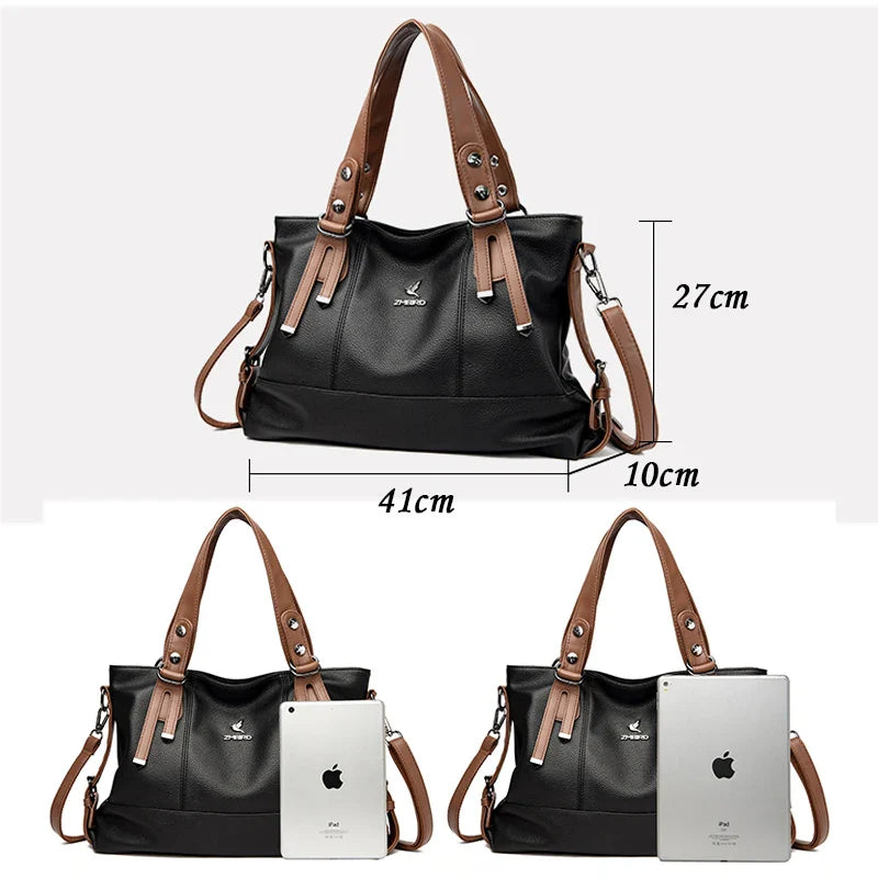 Structured Leather Handbag with Twin Top Handles