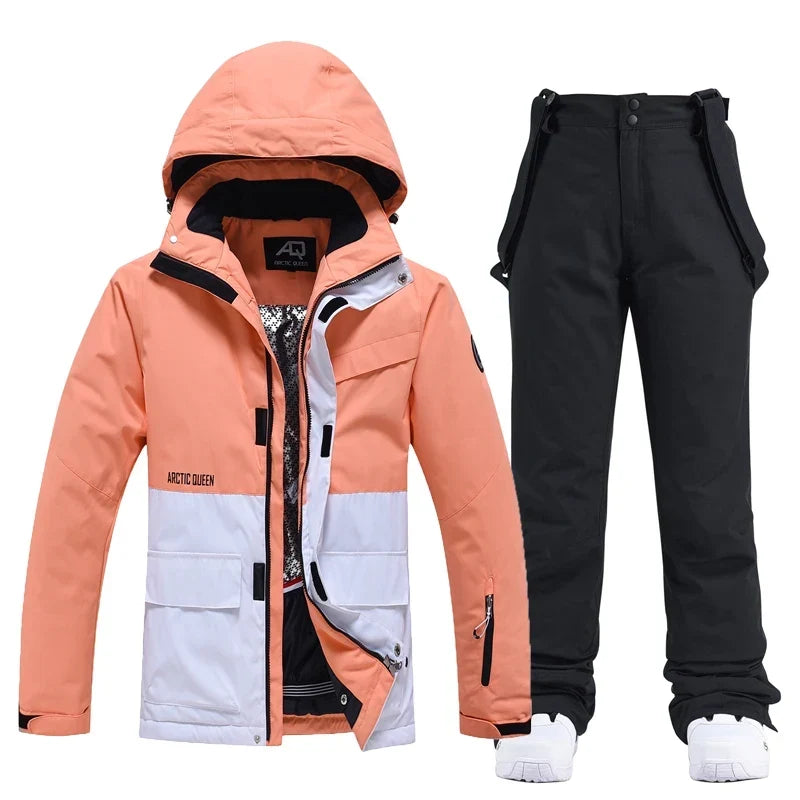 Women's Hooded Ski Jacket and Salopettes Set