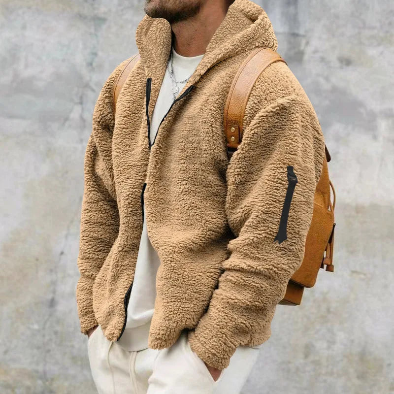 Men's Hooded Sherpa Fleece Zip Jacket