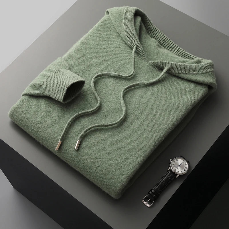 Men's Knitted Hoodie | Relaxed Drawstring Pullover