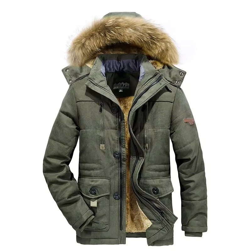 Parka d'hiver en polaire pour homme | Manteau à capuche à poches multiples