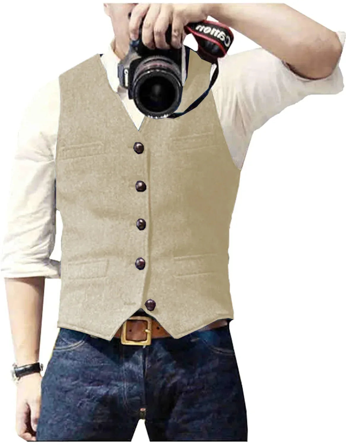 Gilet boutonné pour homme à col en V