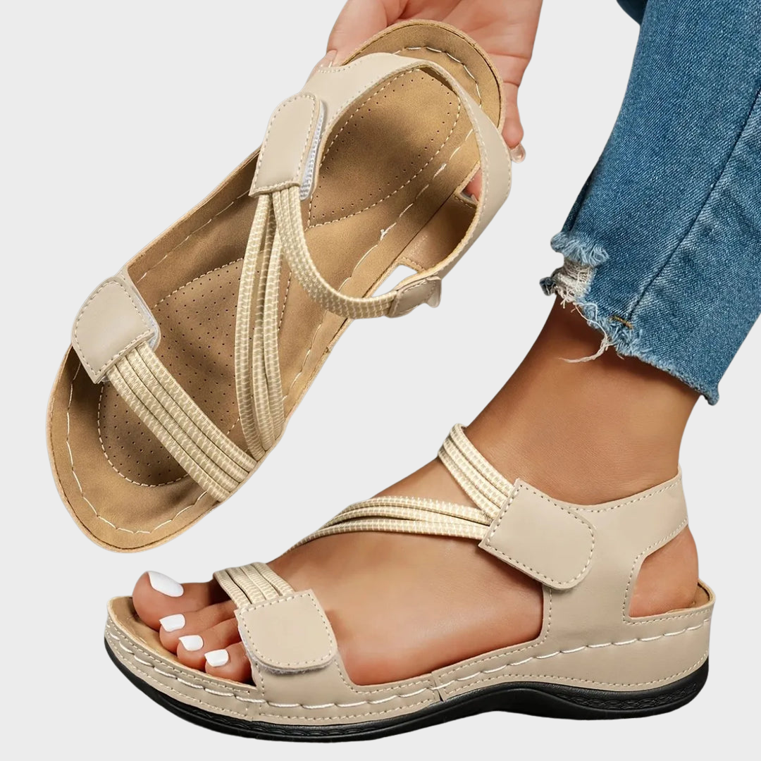 Women's Comfort Sandals in PU Leather with Adjustable Straps