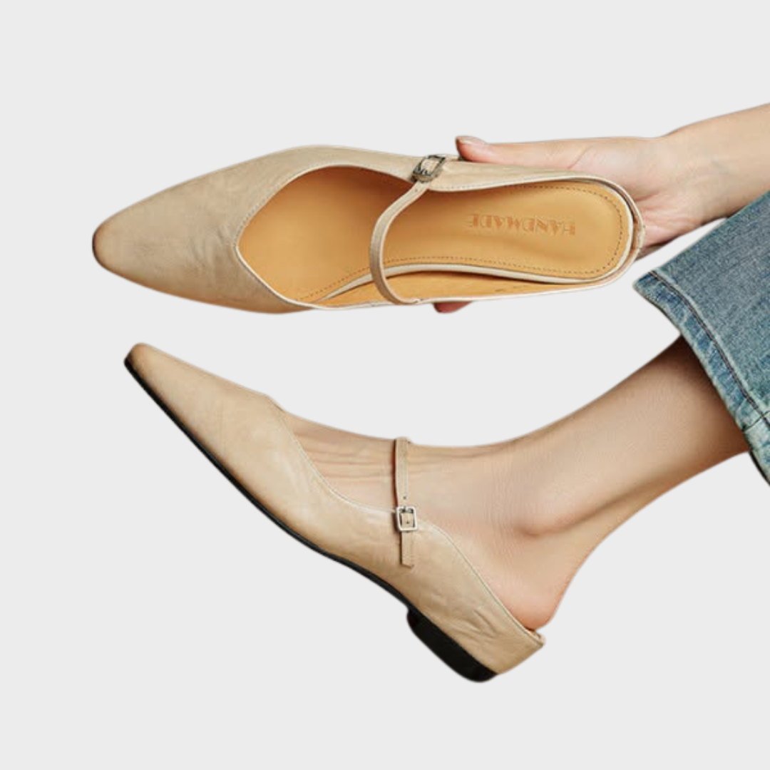 Women's Pointed Toe Mary Jane Mule Flats