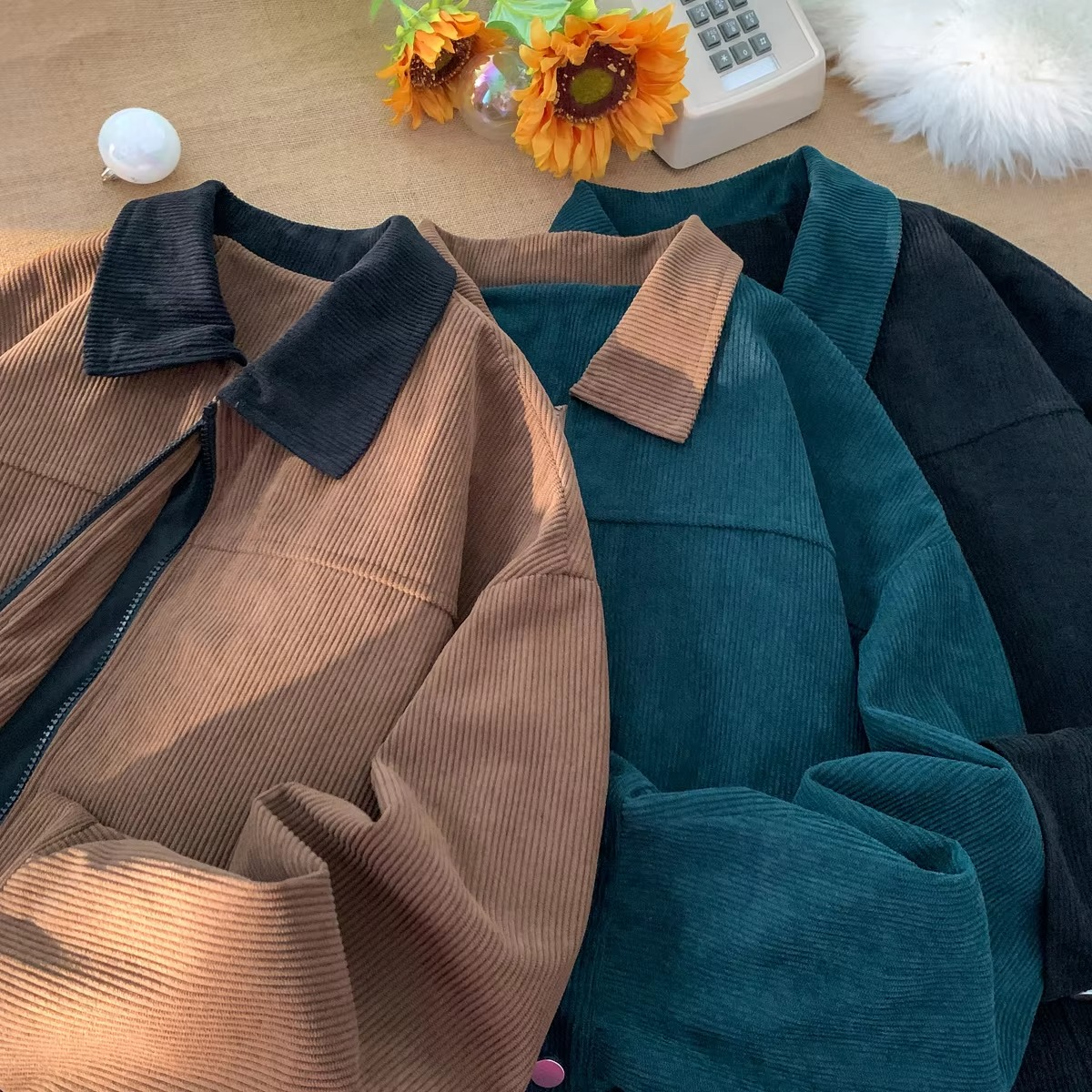 Men's Corduroy Cargo Jacket | Autumn Bomber Windbreaker