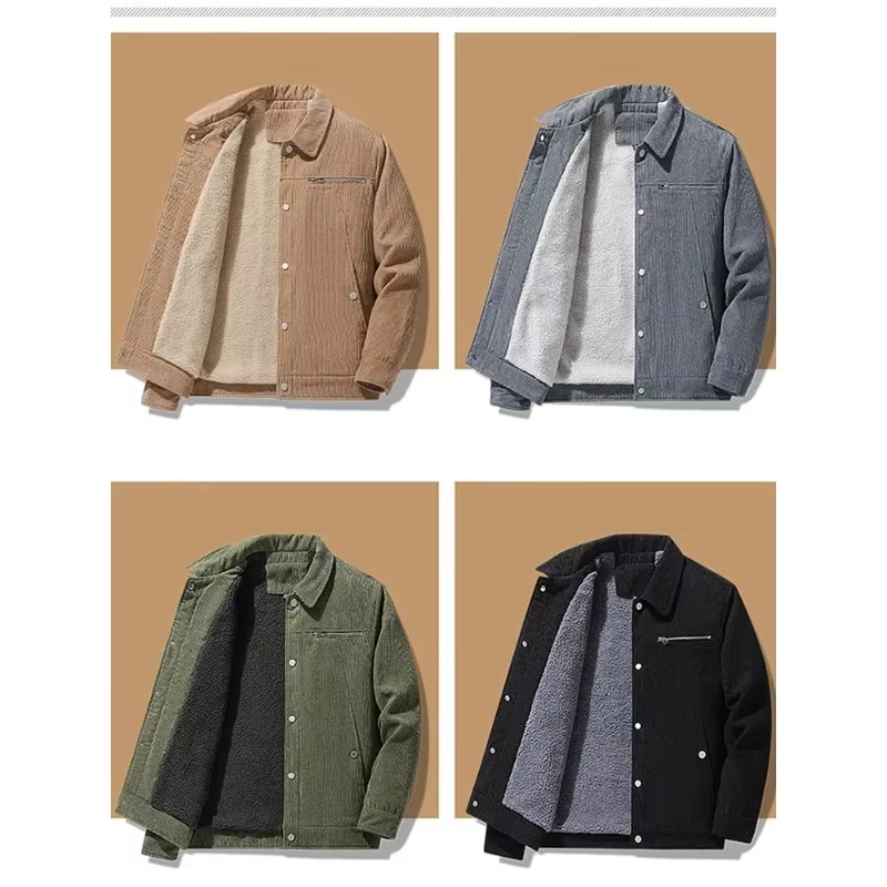Veste homme en velours côtelé | Manteau en coton doublé polaire