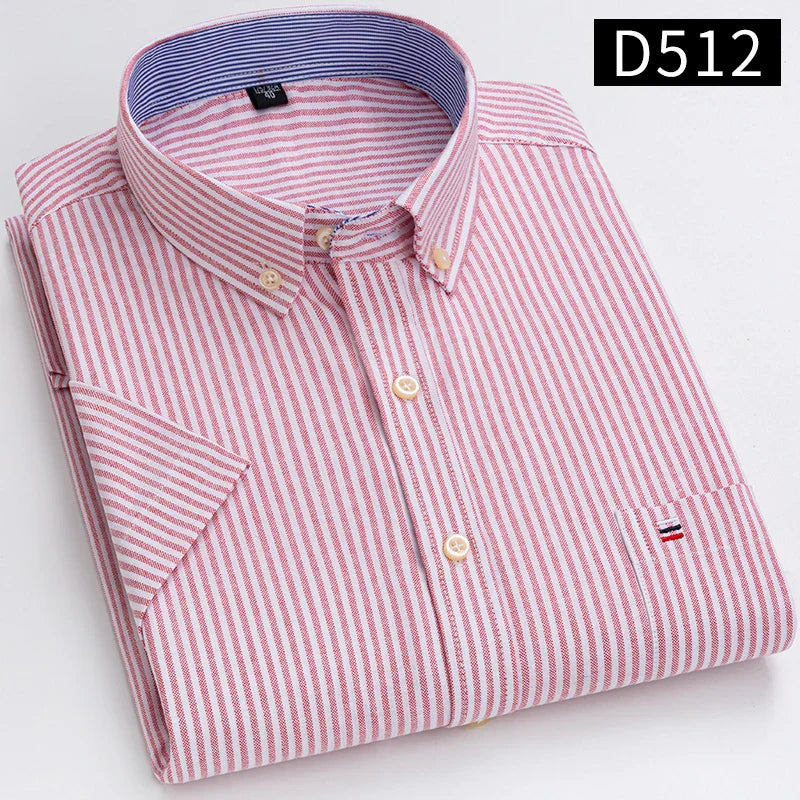 Men's Short Sleeve Checked Shirt with Chest Pocket