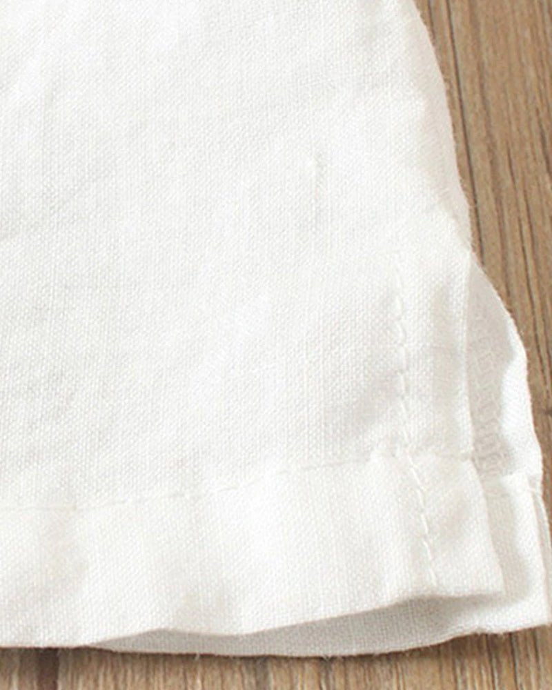 Tunique en lin pour femme | Chemise à manches courtes et encolure arrondie