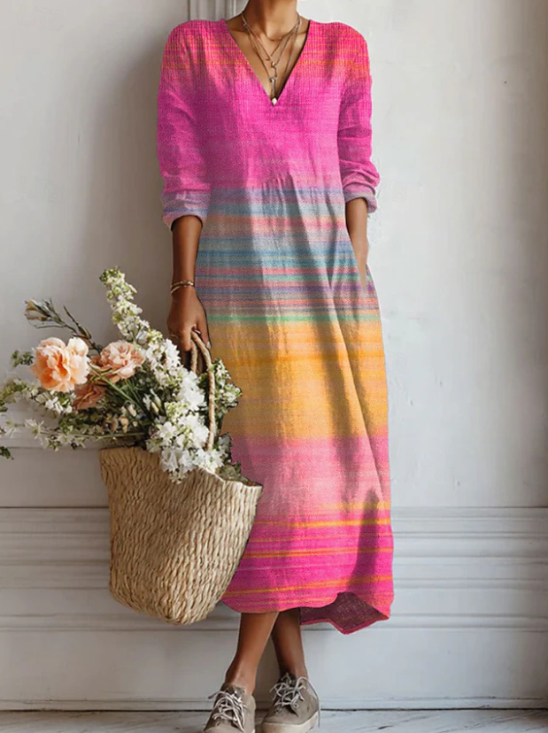 Floral Print Midi Dress with V-Neckline