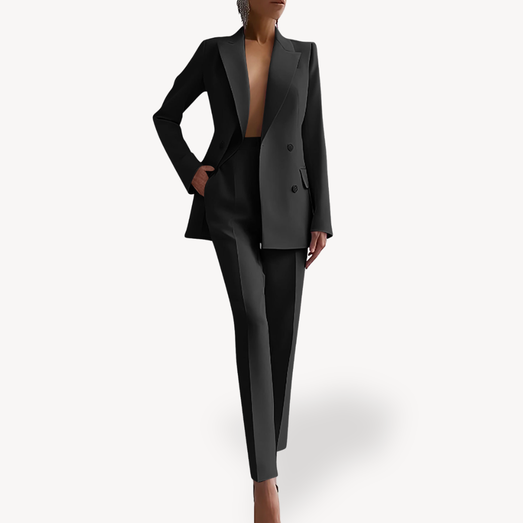 Double-Breasted Blazer and Trouser Suit Set