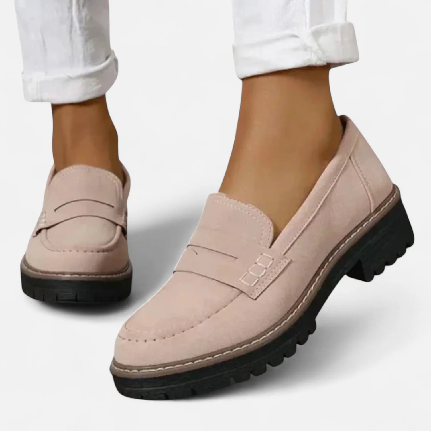 Suede Penny Loafers with Chunky Sole