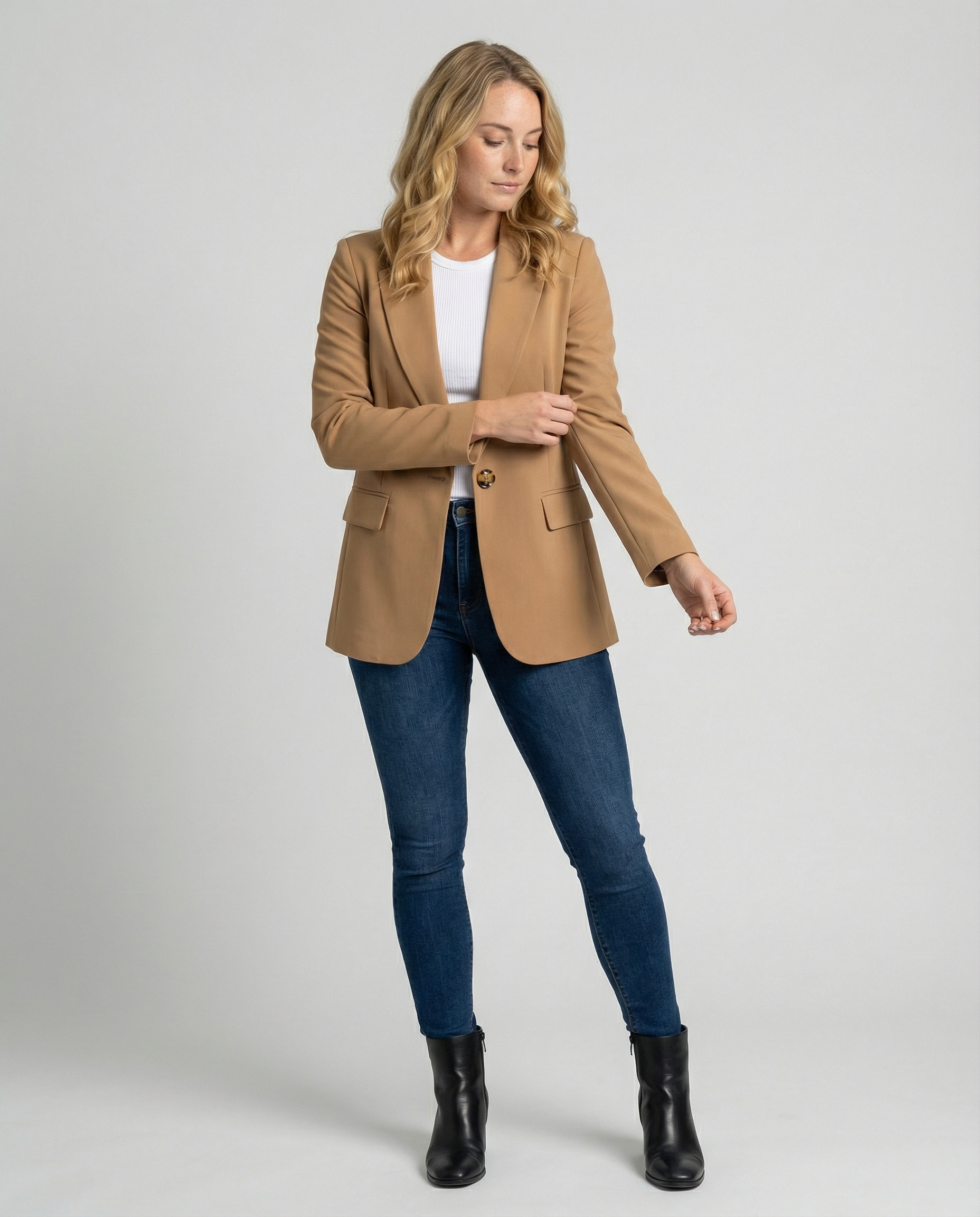 Tailored Blazer with Notch Lapel and Flap Pockets