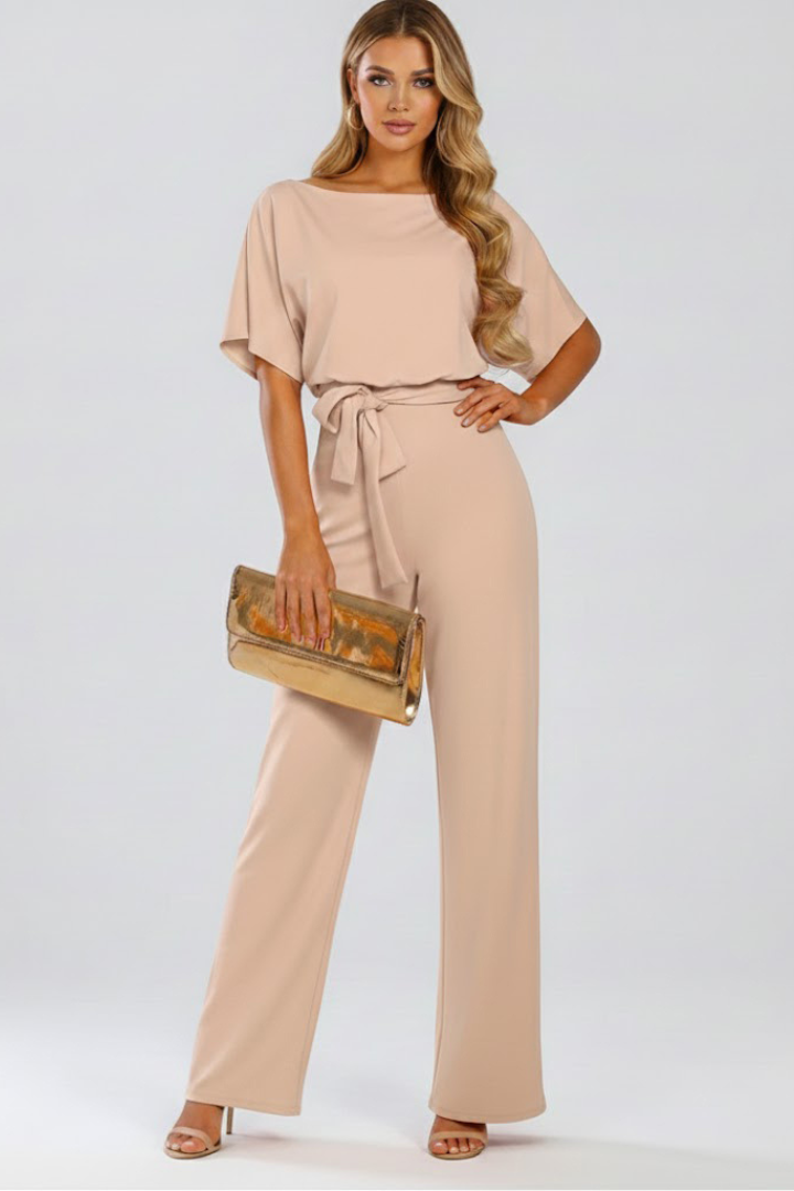 Women's Belted Wide Leg Occasion Jumpsuit