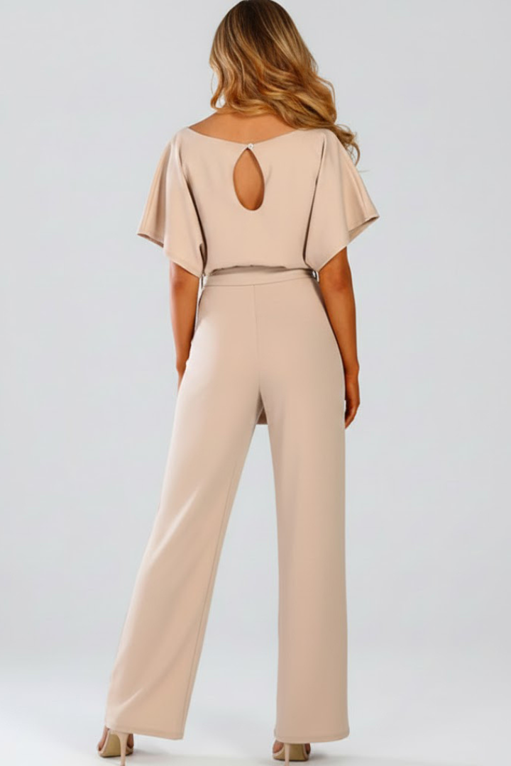 Women's Belted Wide Leg Occasion Jumpsuit