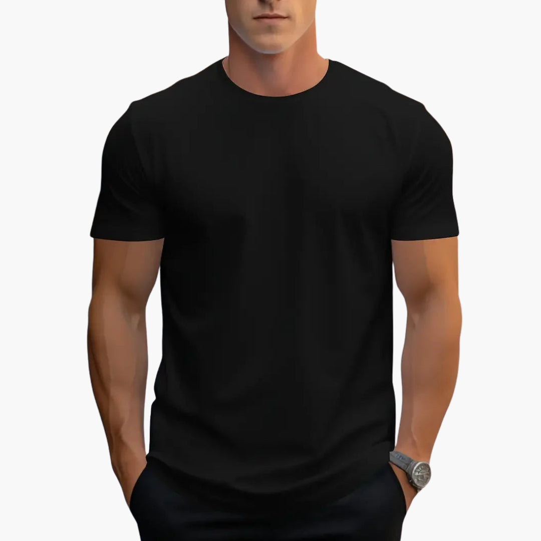 Men's Crew Neck T-Shirt with Curved Hem