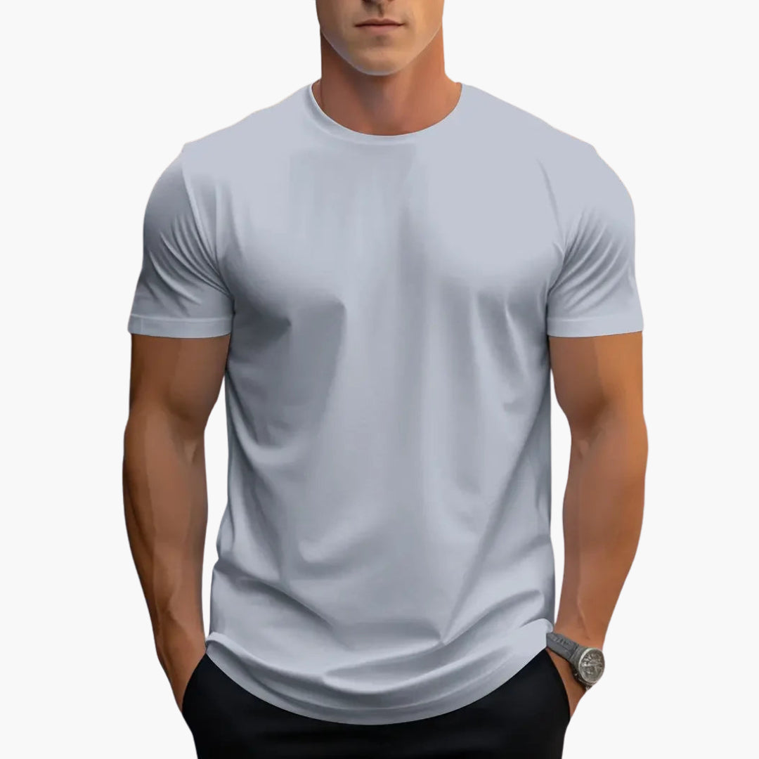 Men's Crew Neck T-Shirt with Curved Hem
