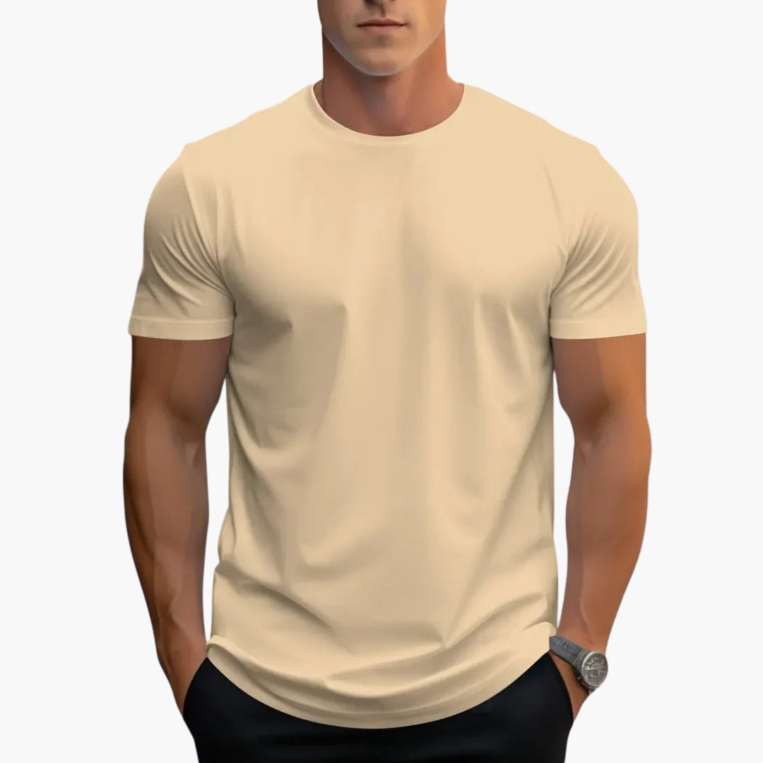 Men's Crew Neck T-Shirt with Curved Hem