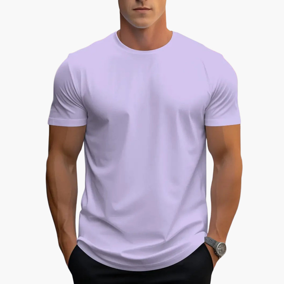 Men's Crew Neck T-Shirt with Curved Hem