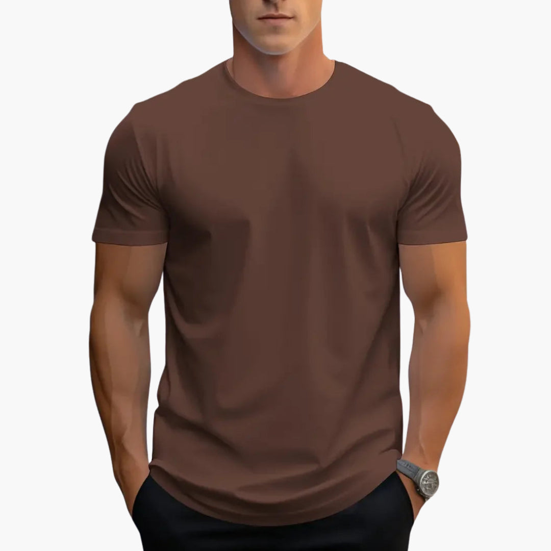 Men's Crew Neck T-Shirt with Curved Hem