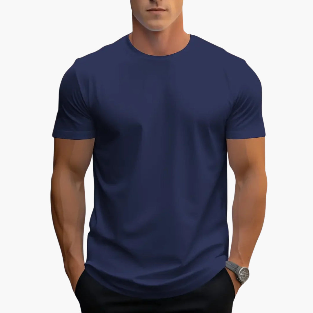 Men's Crew Neck T-Shirt with Curved Hem
