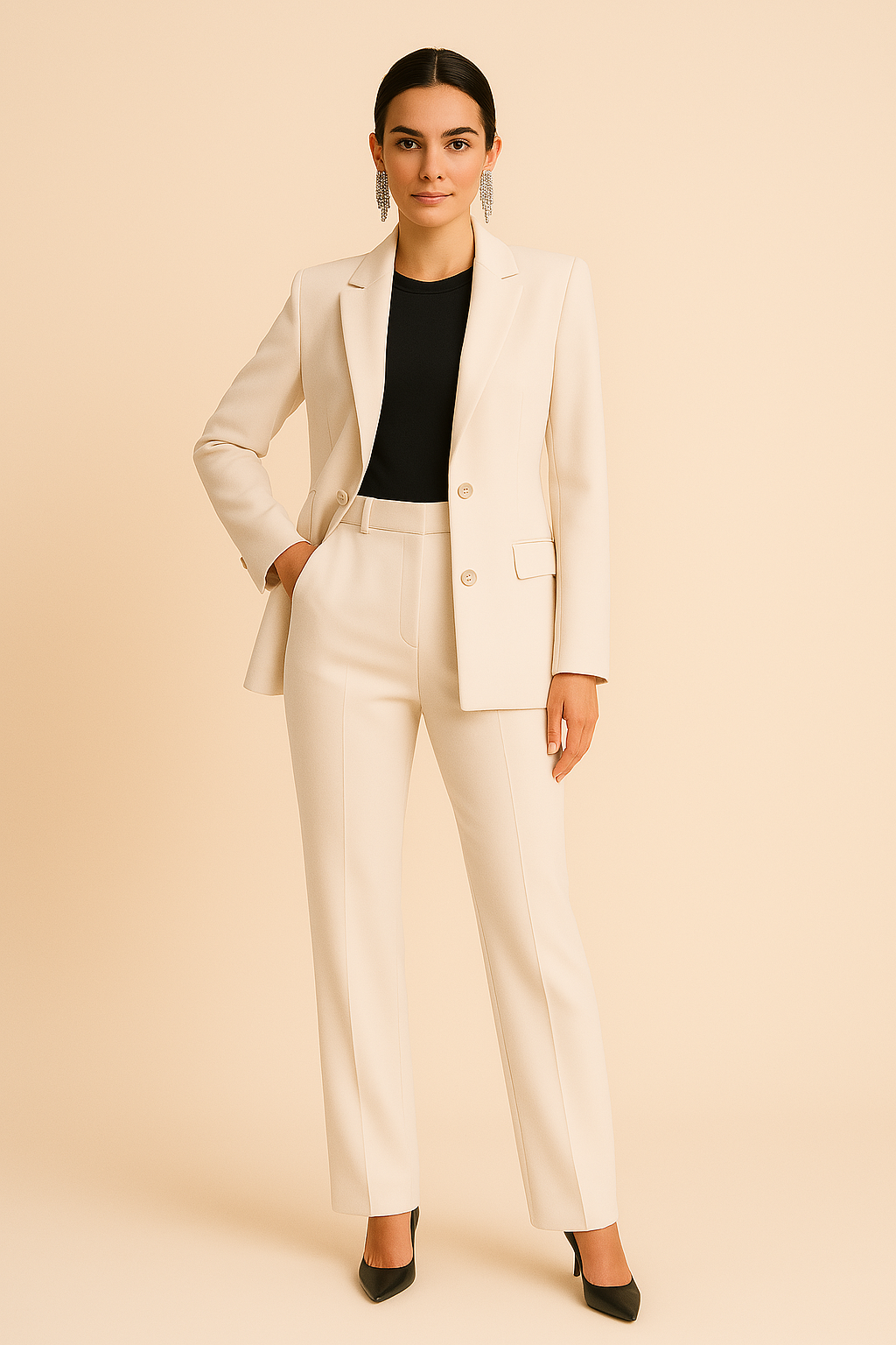 Women’s Tailored Blazer & Straight Leg Trouser Suit Set