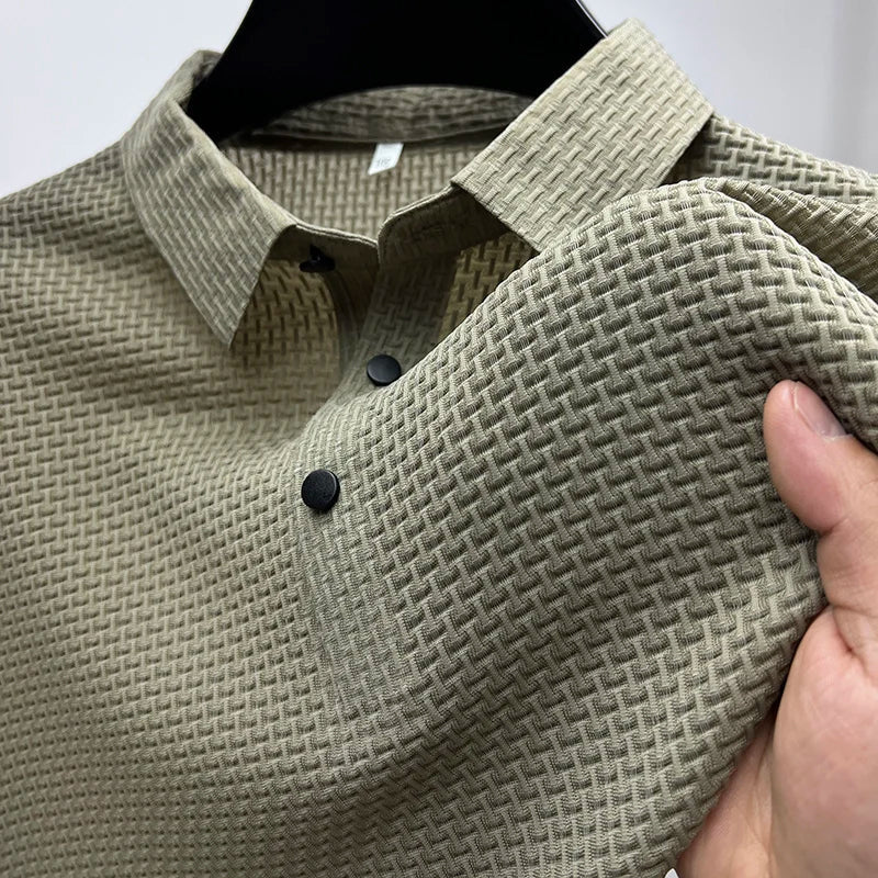 Men's Textured Knit Polo Shirt