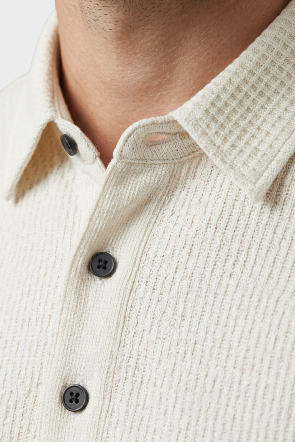 Men's Textured Polo Shirt | Short Sleeve Button Placket