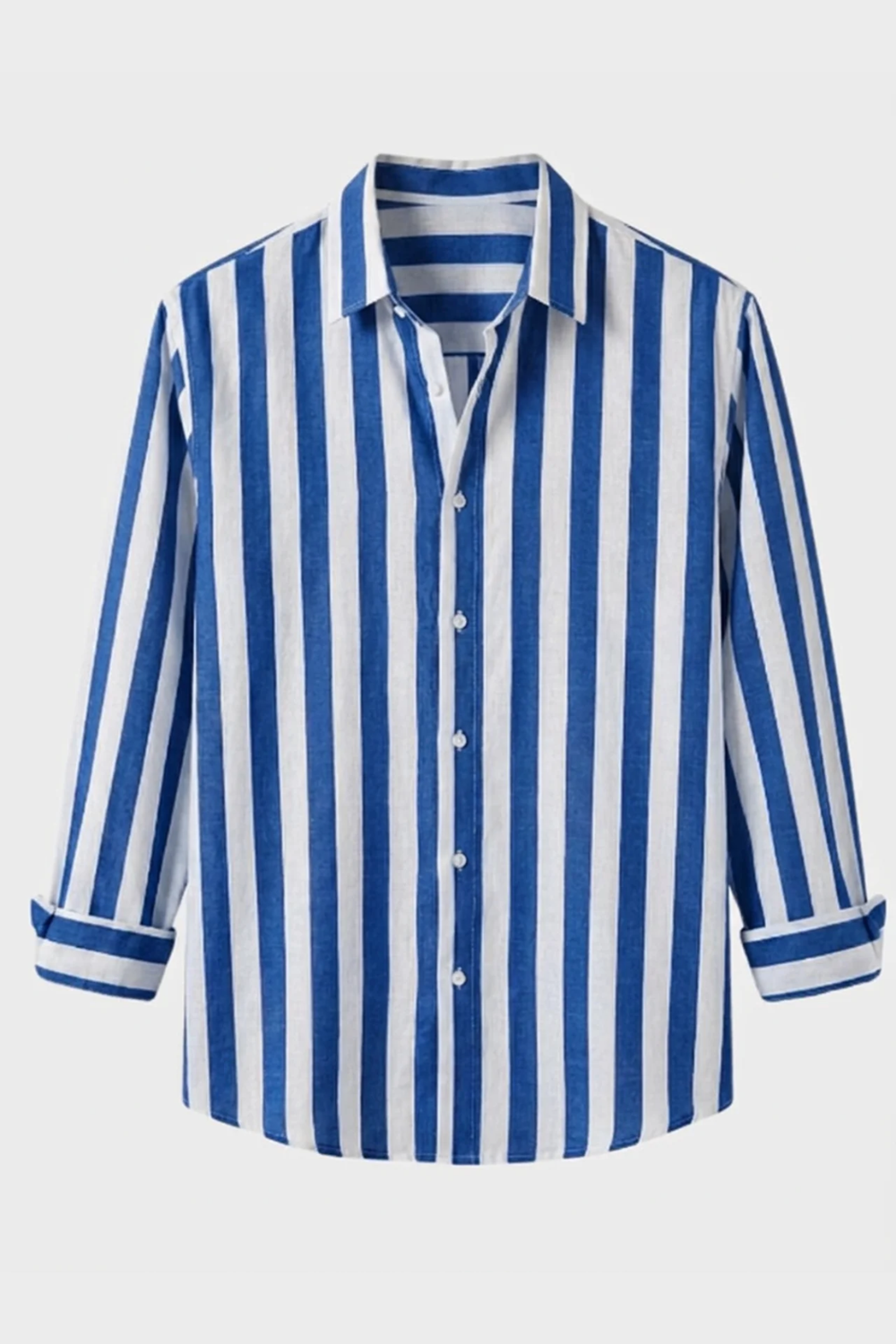 Men's Striped Linen Shirt with Button Front