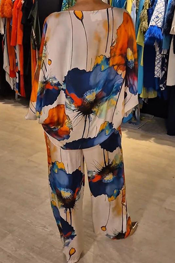 Women's Matching Top and Trousers Set | Floral Print Two Piece