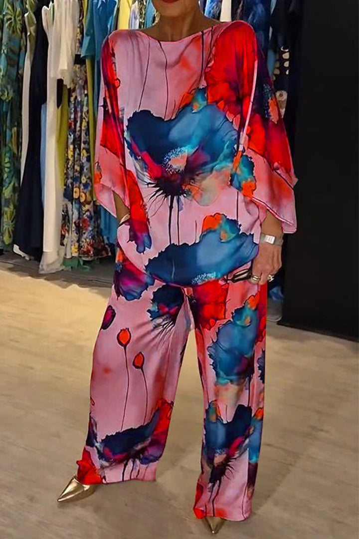 Women's Matching Top and Trousers Set | Floral Print Two Piece