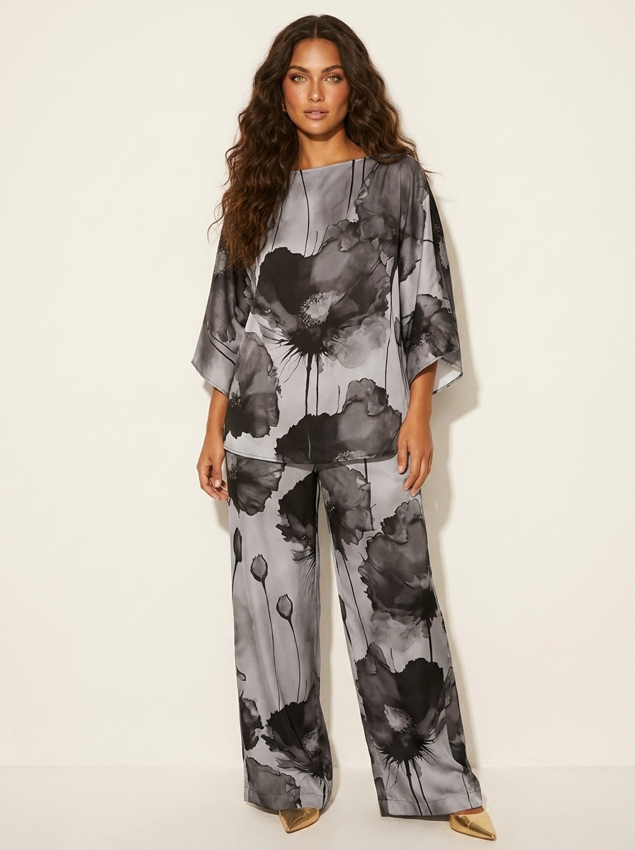 Women's Matching Top and Trousers Set | Floral Print Two Piece