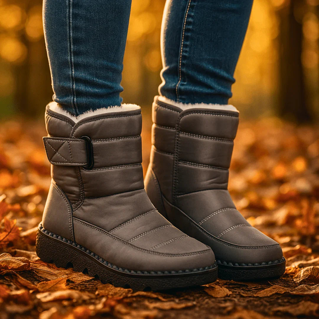 Bottines d’hiver matelassées pour femme, doublées en fausse fourrure