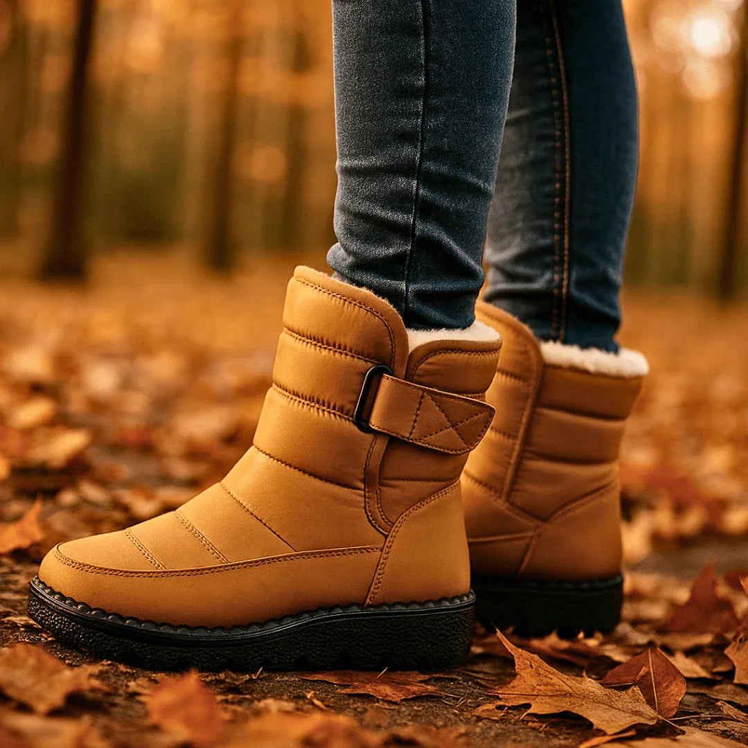 Bottines d’hiver matelassées pour femme, doublées en fausse fourrure