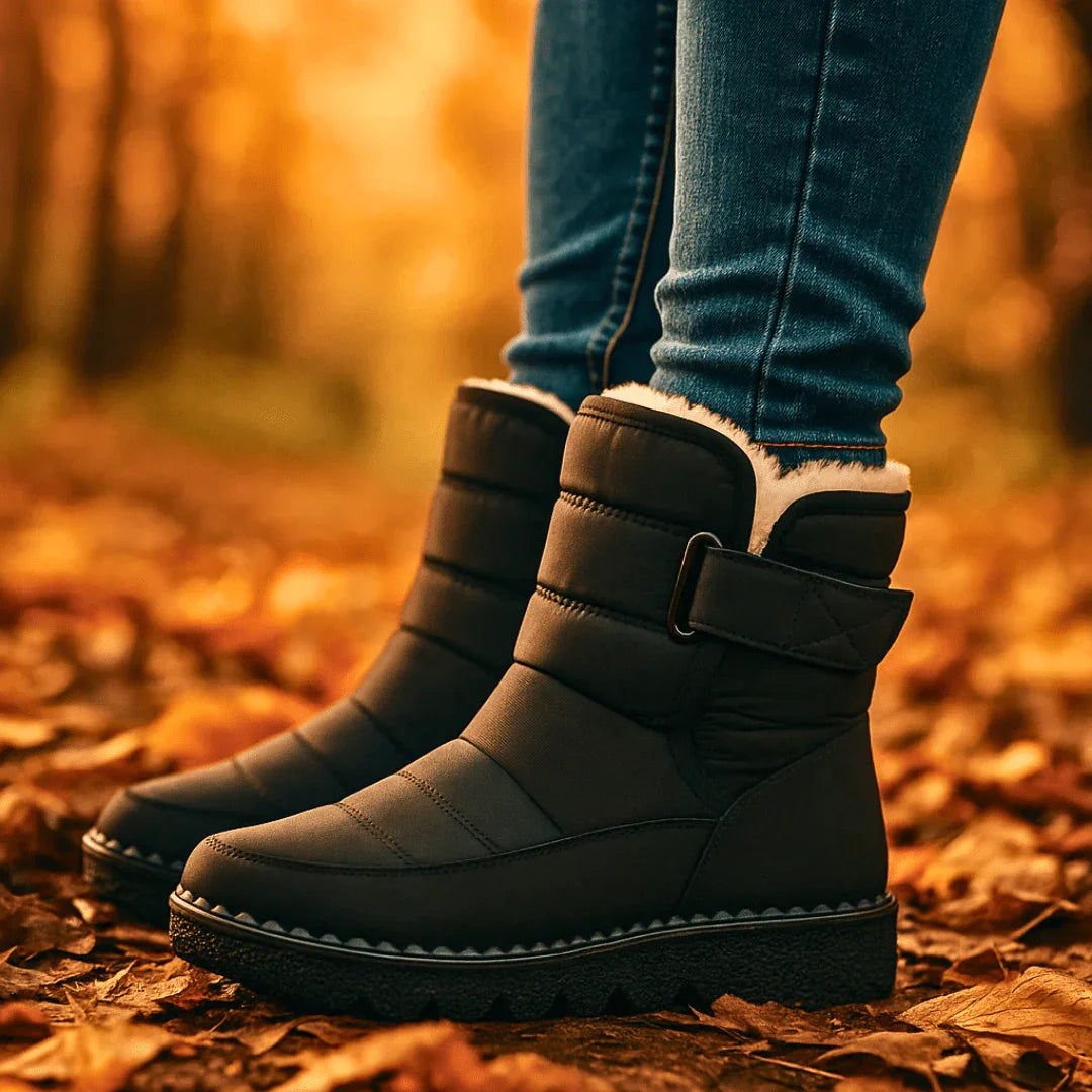 Bottines d’hiver matelassées pour femme, doublées en fausse fourrure
