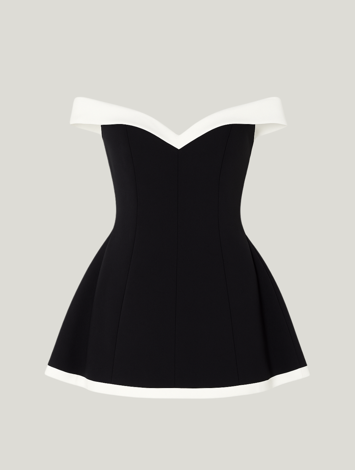 Women's Off-Shoulder Mini Dress | Black & White A-Line