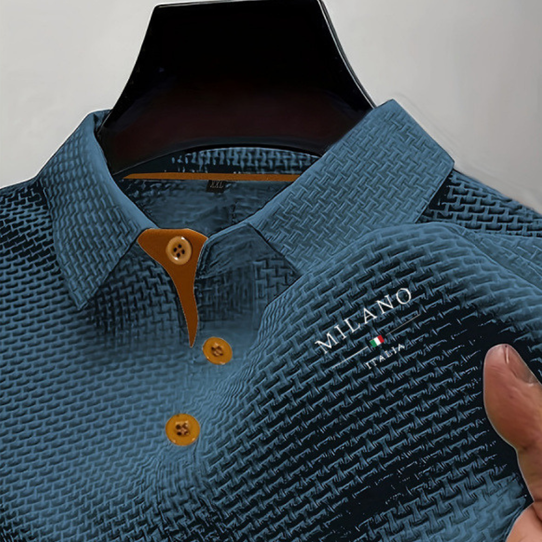 Men's Textured Polo Shirt with Button Placket